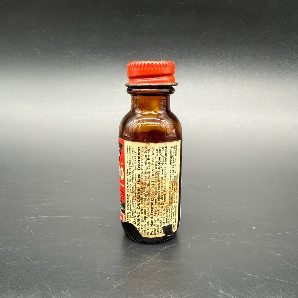 Vintage Advertising Mid Century Red Black Leaf EMPTY Glass Bottle Decor - Picture 2 of 8